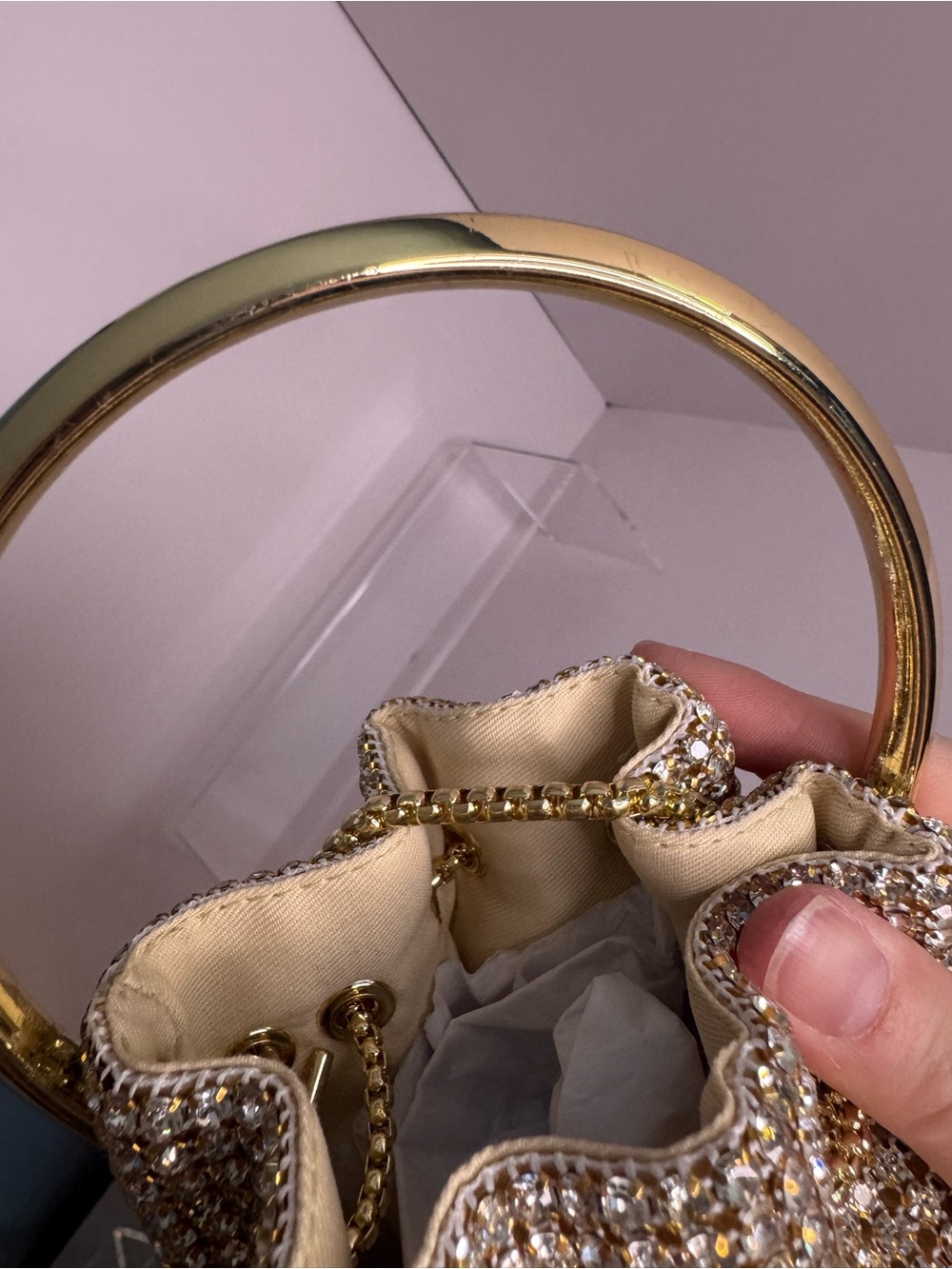 #387 Madison West Zafira Rhinestone Two-Way Bucket Evening Bag - Picture 12 of 15